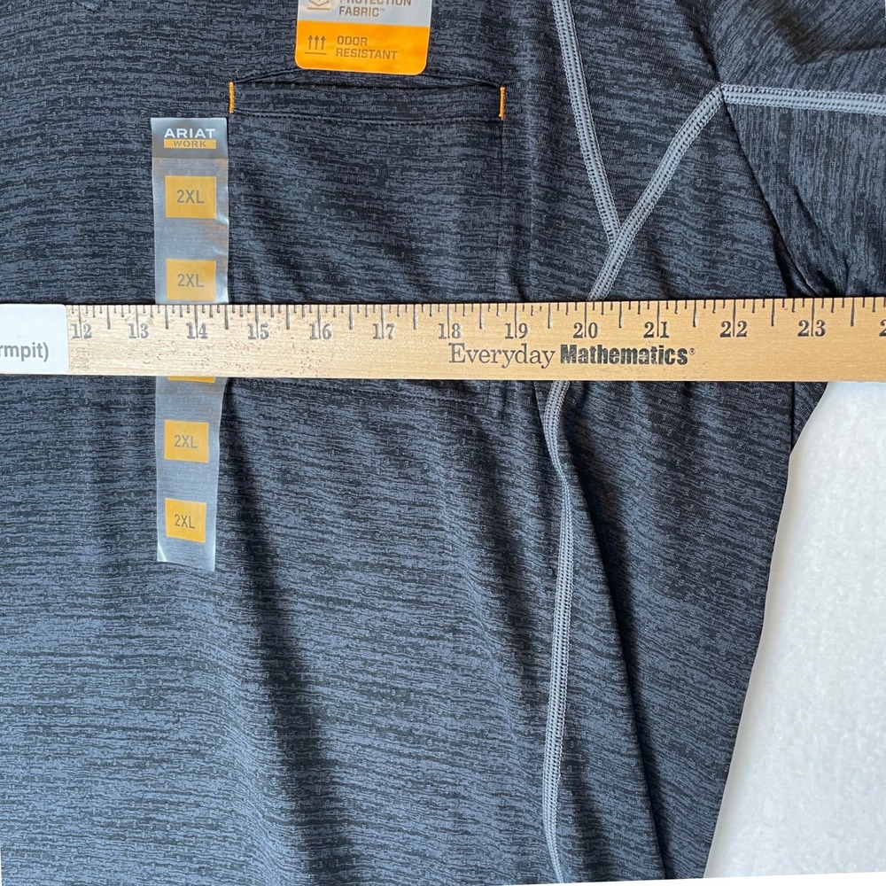 ARIAT Rebar Mens XXL Gray Short Sleeve V Neck T Shirt Workwear Odor Resistant - Picture 7 of 7